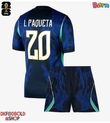 Brasilien Lucas Paqueta #20 Udebanesæt Børn VM 2026 Kort ærmer (+ korte bukser)